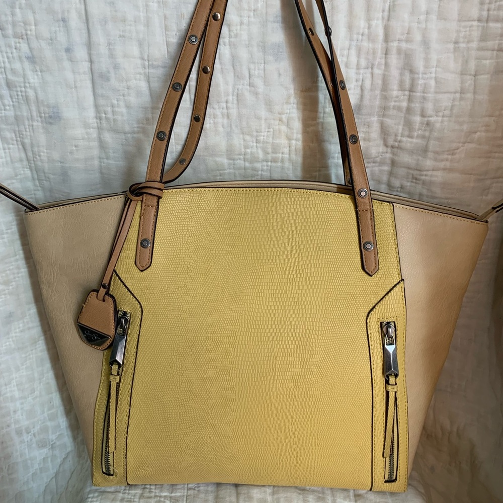 Jessica Simpson Yellow & Tan Tote Bag